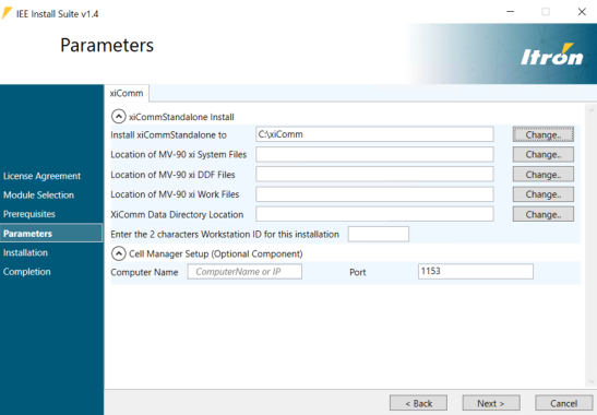 The parameters dialog.